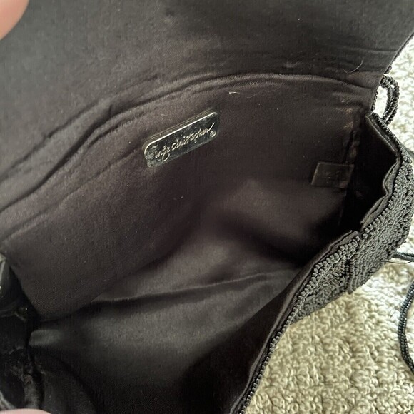 Inge Christopher Black Beaded Handbag Evening Wedding Formal Crossbody Vintage - Picture 6 of 6